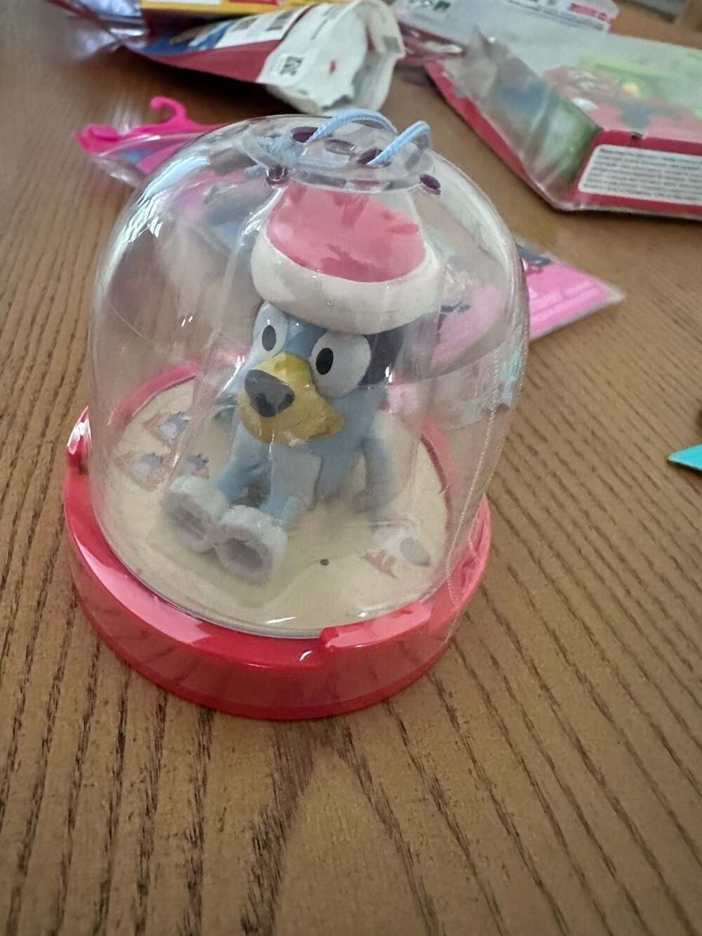 Bluey Christmas Holiday Toy Ornament with Santa Hat